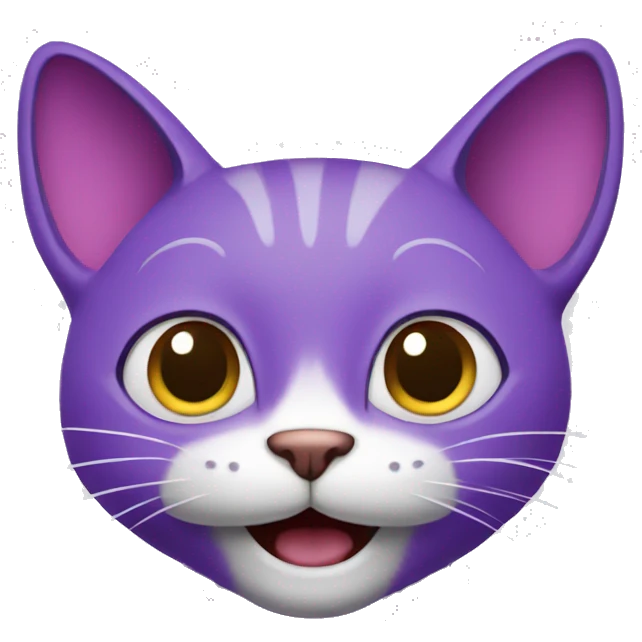 Purple Happy Cat Cartoonish emoji