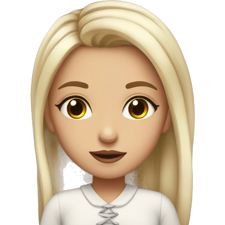 girls with karmi eyes and dark aolos, long eyelashes and two hairpins on the sides emoji