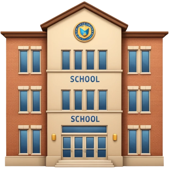 school building with a name school on the top of it emoji