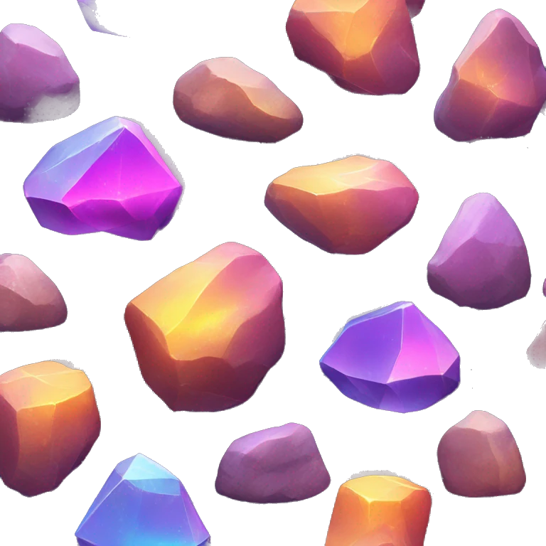Shiny neon iridescent rock  emoji