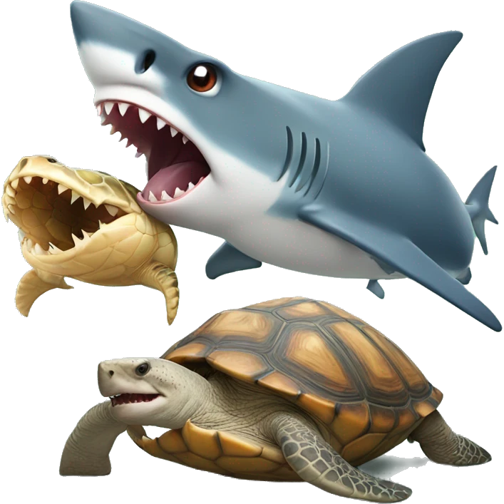 shark biting into a tortoise eating it  emoji