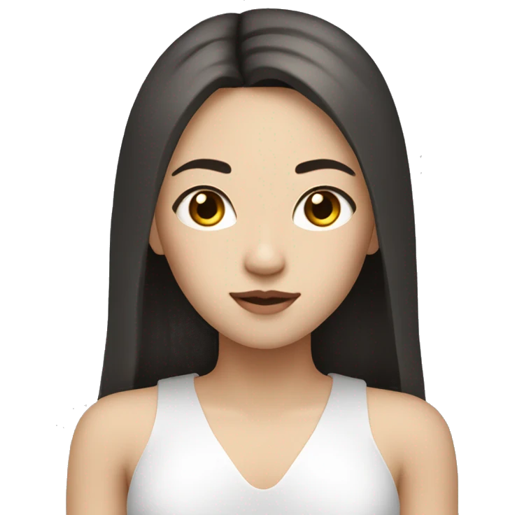 girl with white skin asian with black eyes and light brown straight long hair with rings in ears emoji
