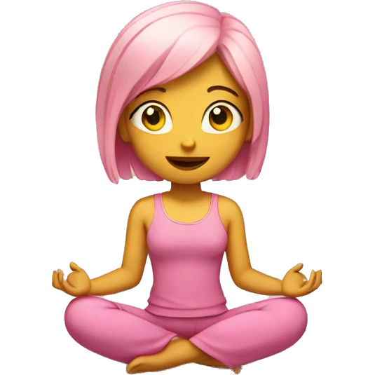 girl in pink clothes with yellow hair sits in lotus position emoji