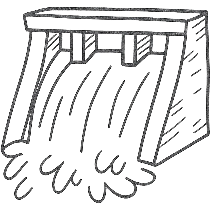 hand drawn outlined dam with water flowing icon emoji