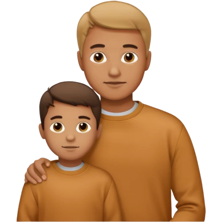 Pai e filho com moletons na cor caramelo iguais  emoji