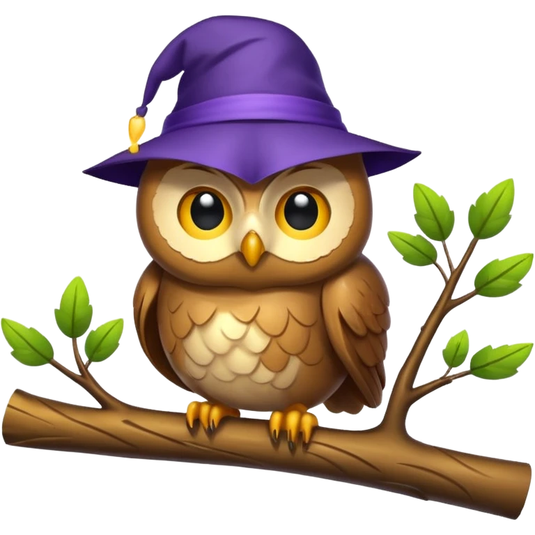 owl in nightcap sleeping on glowing branch emoji