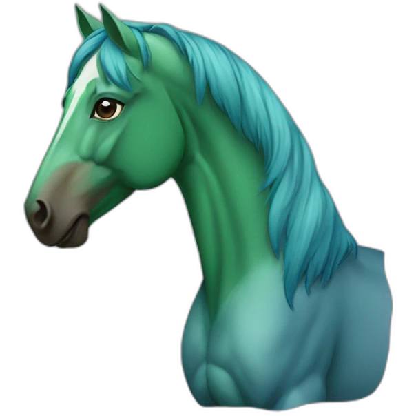 HOrse bleue And green emoji