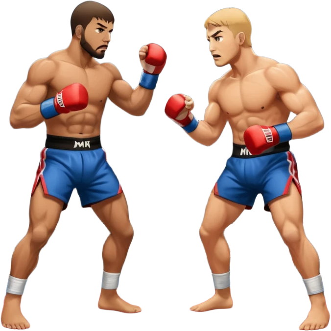 two MMA fighters mid-fight emoji