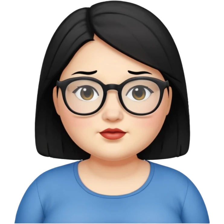 Chubby Woman with black hair and glasses  emoji