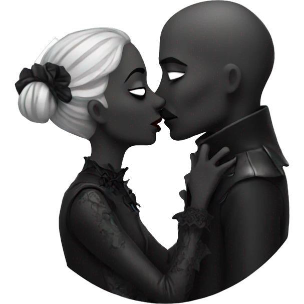 Gothic couple kissing emoji