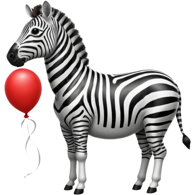 zebra holding red balloon emoji