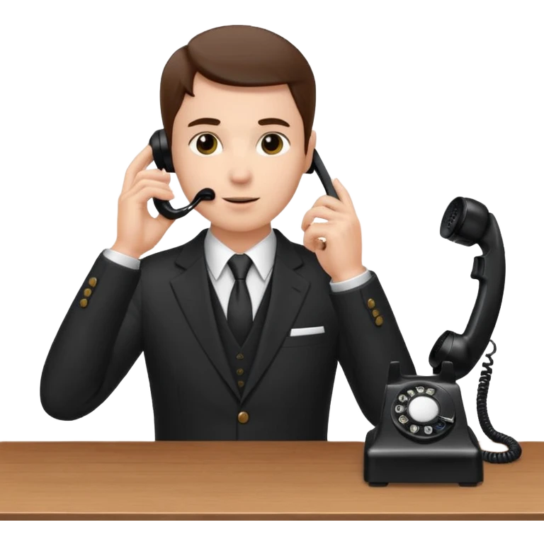 person standing at a desk, holding a telephone receiver to their ear, suggesting a phone call. emoji
