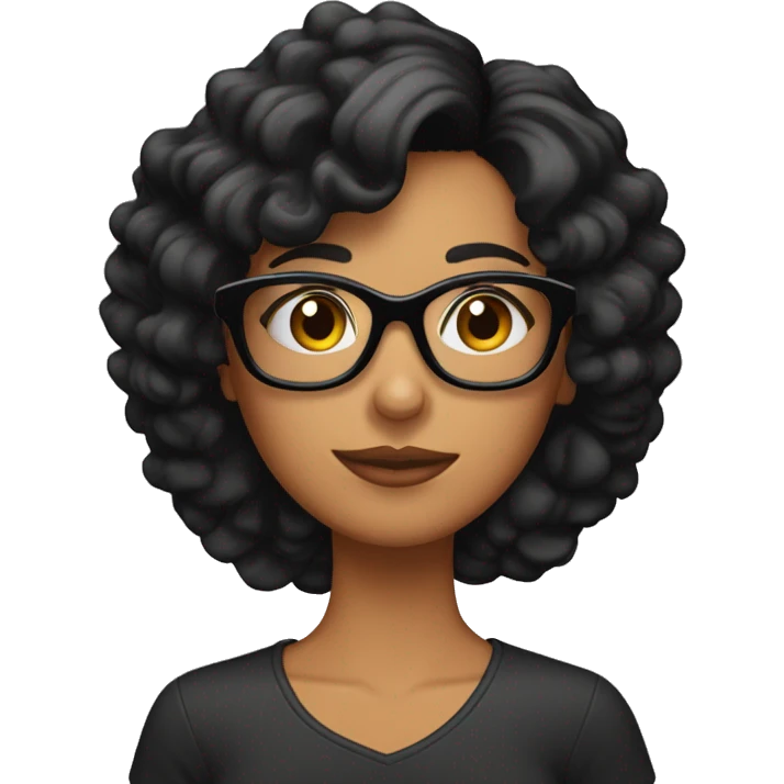 chica morena con el pelo negro liso y gafas emoji