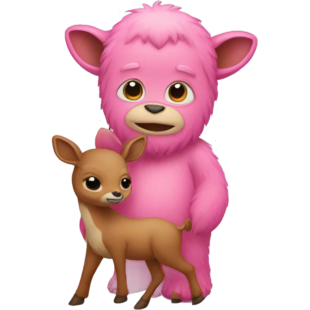Pink Bigfoot holding a baby deer  emoji