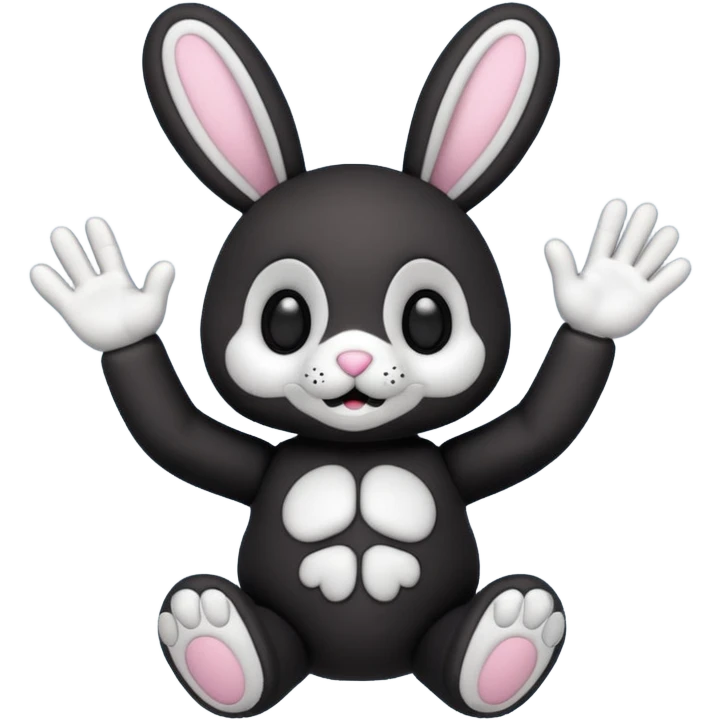 Emoji pour twitch d'une peluche lapin squelette noir qui dit bonjour emoji