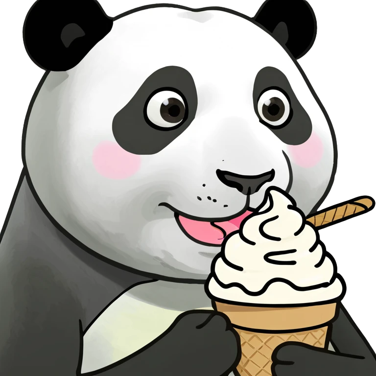 Panda eating ice cream emoji