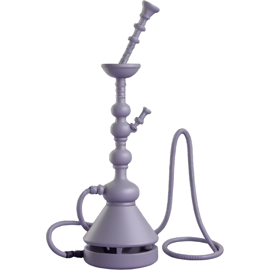 3D hookah, minimalist, standard shape, gray-black shades emoji