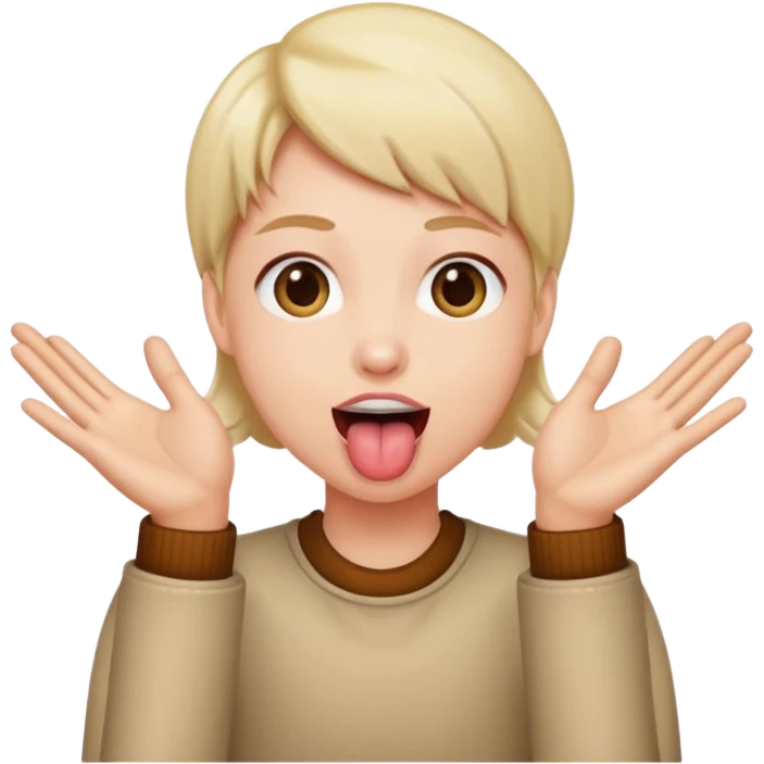tounge out with hands to the side emoji