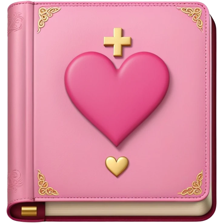 pink bible with hearts emoji