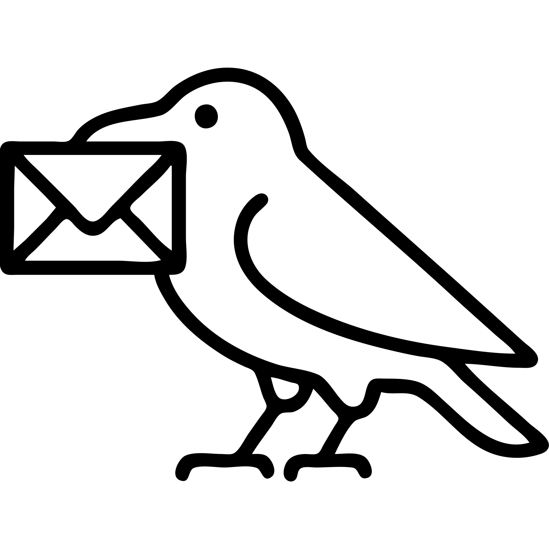 outlined icon of a raven carrying a letter emoji