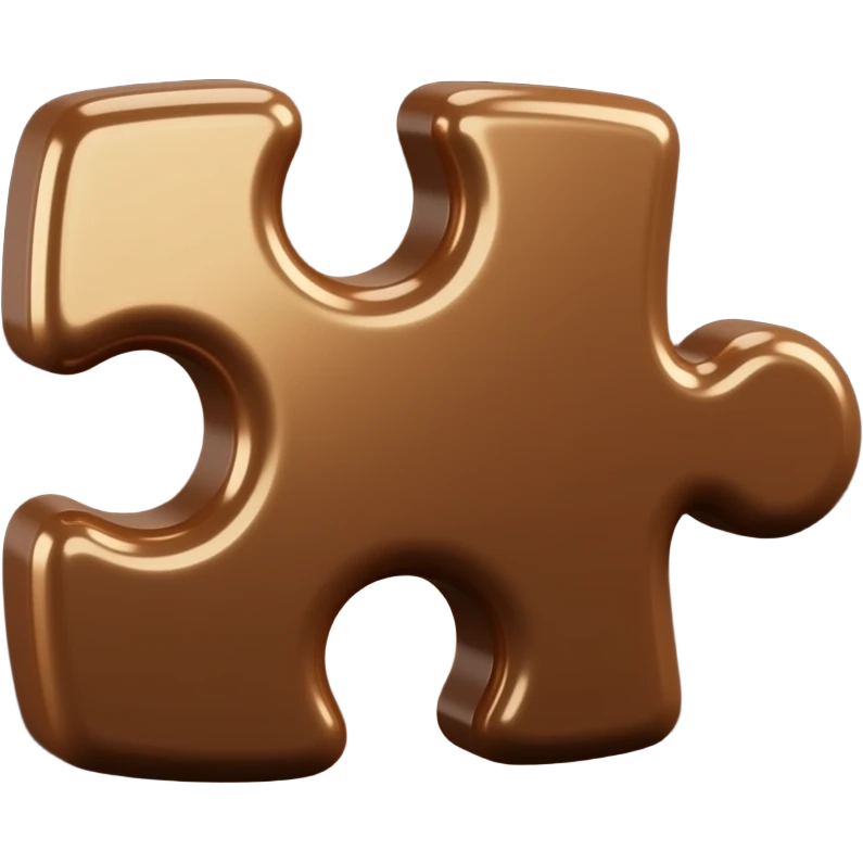 3d-brown -puzzle-piece-emoji polished-metal-texture,-floating-on-a-deep-midnight-brown-background--soft-dramatic-studio-lighting,-cinematic-rim-light emoji