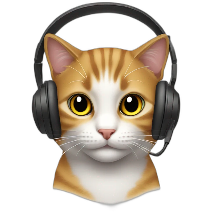 cat playing in computers headset emoji