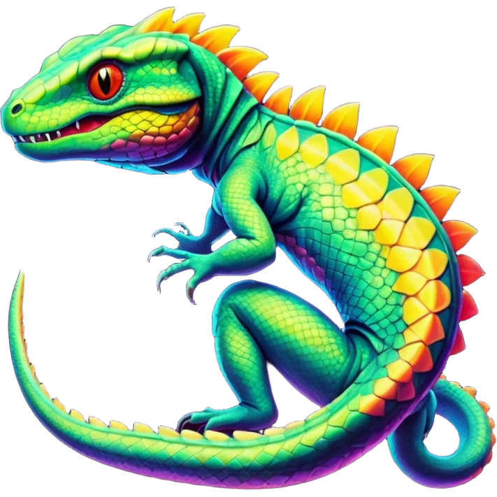 Exotic futuristic lush warm-colored neon reptilian Fakémon-creature emoji