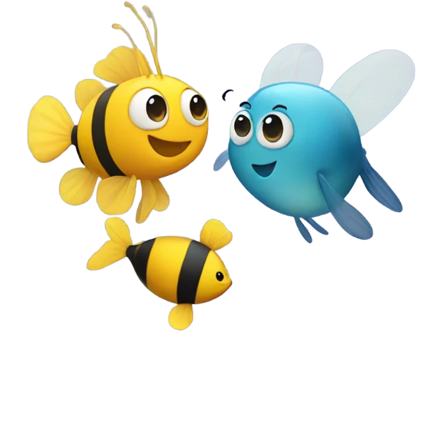 Fish and bee in love emoji