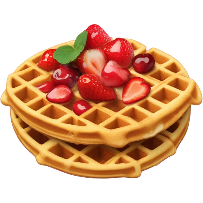 waffles with strawberries and cherries emoji