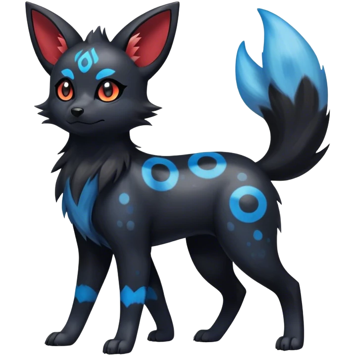 Zorua-Umbreon-hybrid, full body, splotch markings emoji