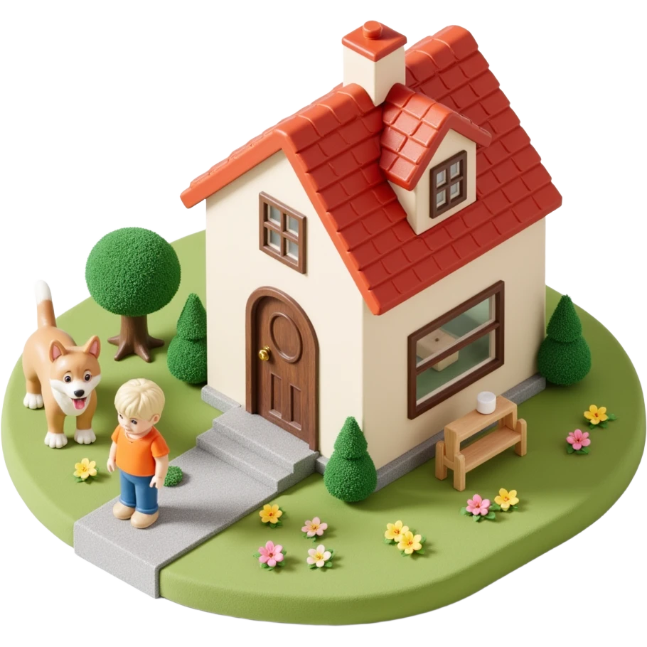 palace house with a family and pet emoji