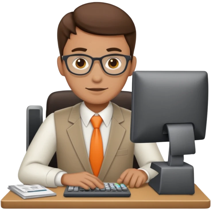 imagenes de una contador en caricatura, con una computadora y mencione conta 365 emoji