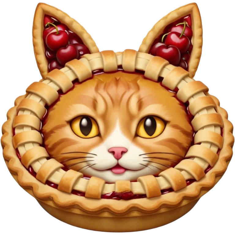 cherry pie with cat ears emoji
