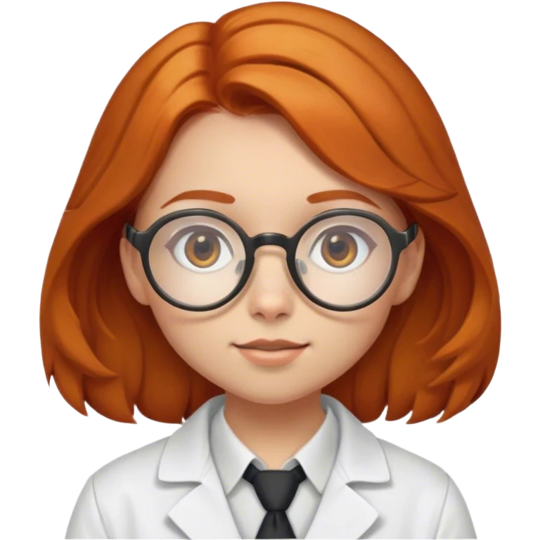 Fair-skinned, ginger, with brown eyes, girl, with brown round tortoise shell glasses, as a scientist emoji