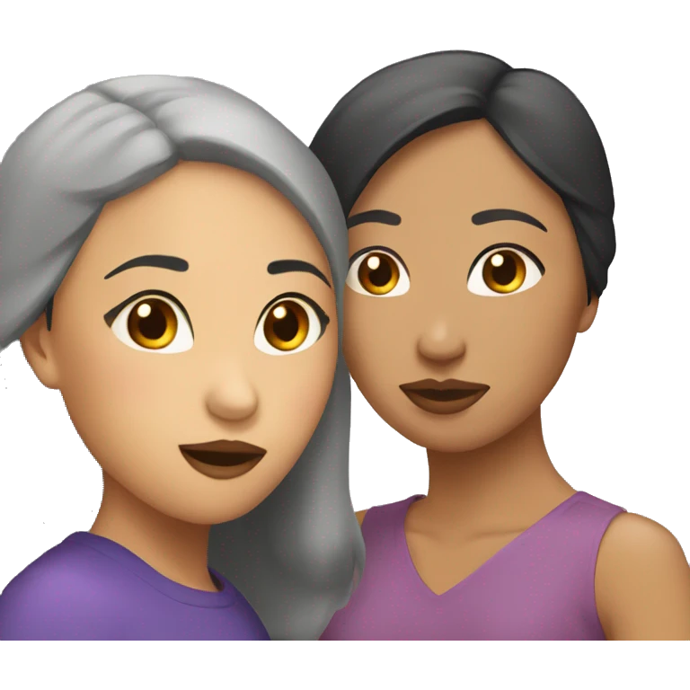 asian woman and latina woman kissing emoji