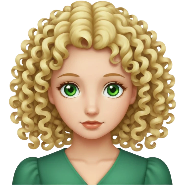 woman with blonde 3b springy ringlet curls and green eyes emoji