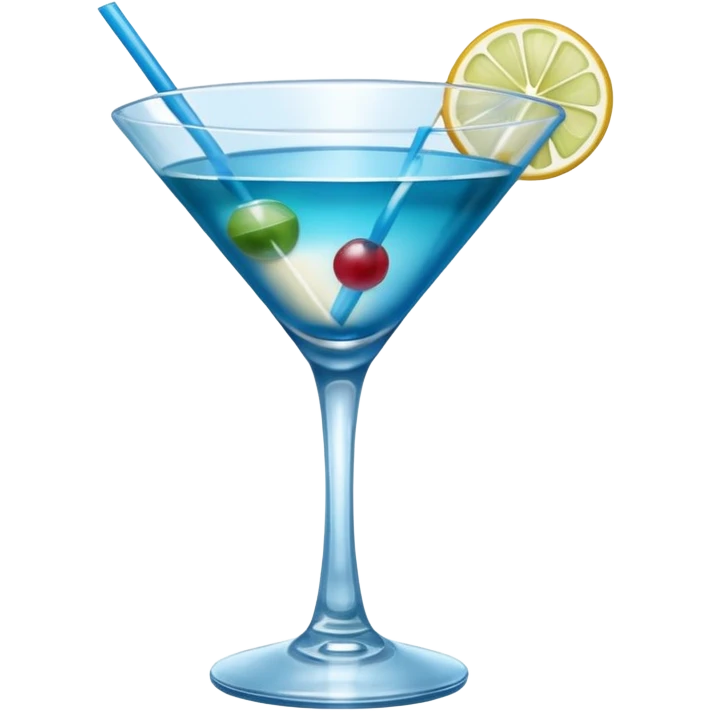Create an emoji of martini cocktail cheers with blue lagoon cocktail emoji