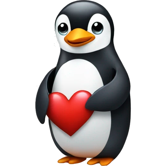 Penguin holding a heart emoji