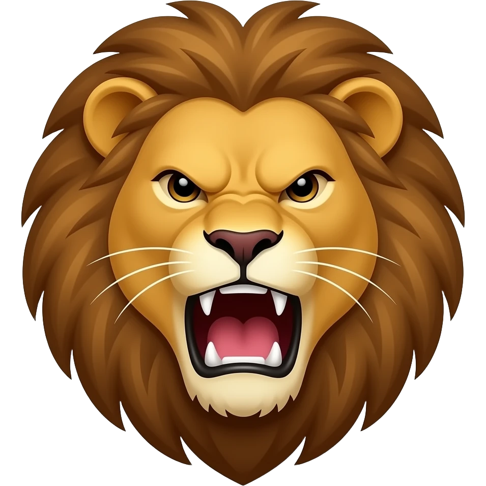 Angry and dangers lion face ad more teachers and horar nes open the lion mouth emoji