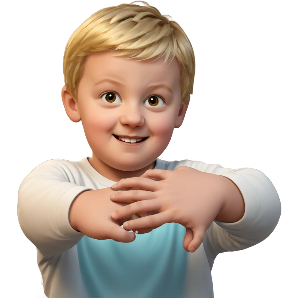 smiling blonde boy indoors emoji