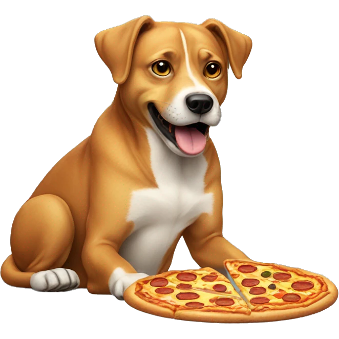 a dog eating pizza emoji