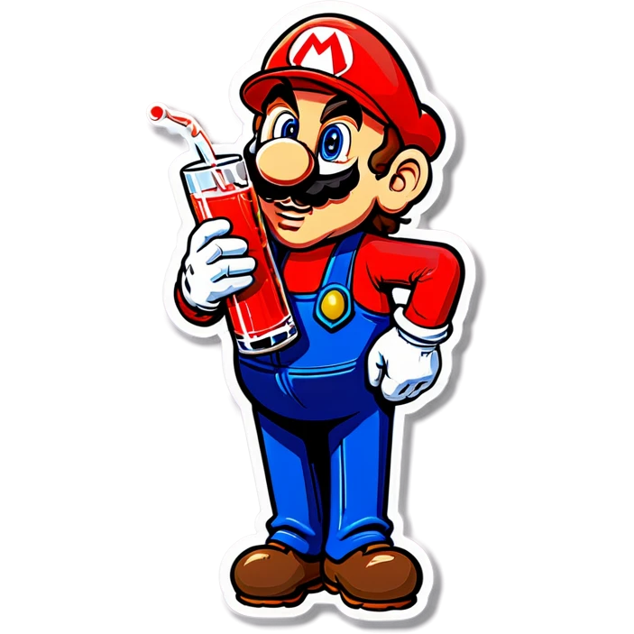 Mario drinking vodka small size emoji