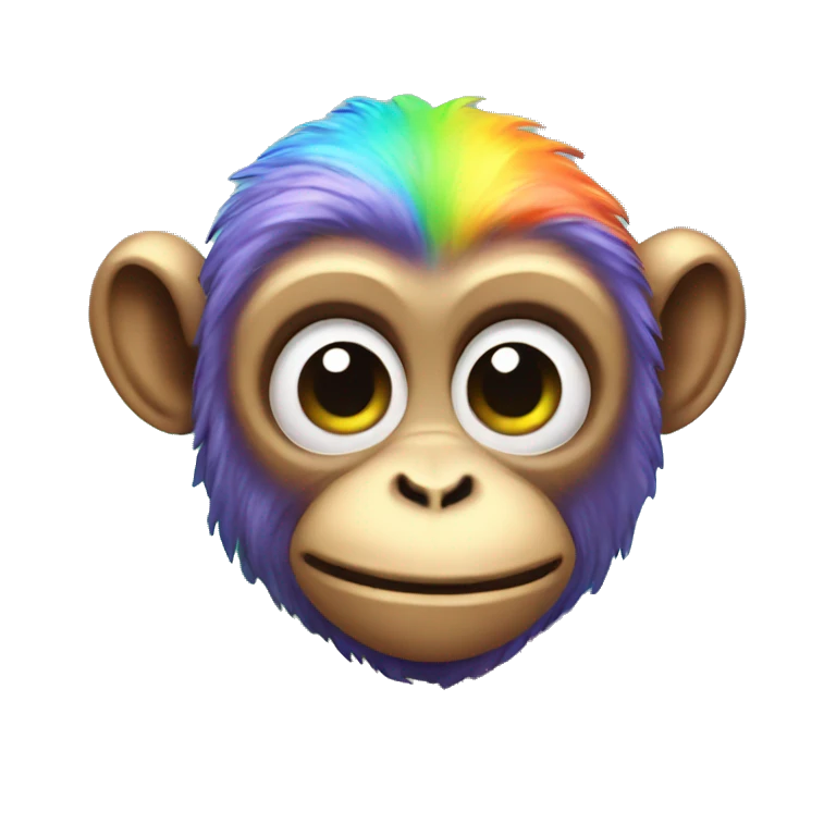 rainbow monkey, sparkle, neon, cartoon style, cute  emoji