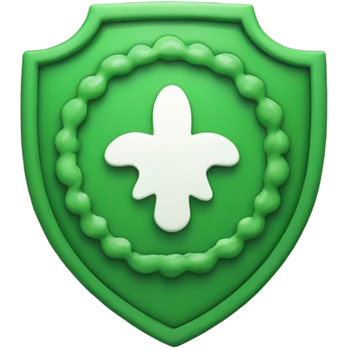 Create an emoji of a green scalloped badge that has a bold white checkmark inside of the badge emoji