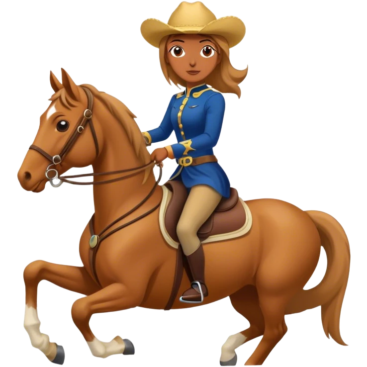 A woman riding a horse backwards emoji