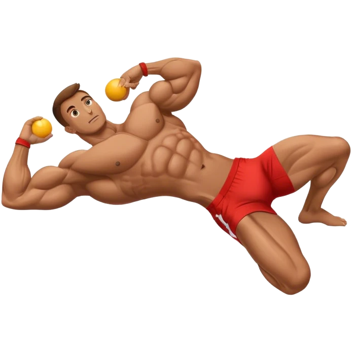 bodybuilder doing swiss-ball crunches emoji