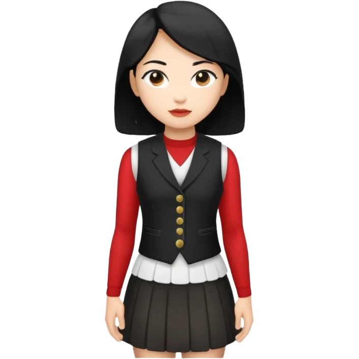 asian woman in white skirt and black women's vest emoji
