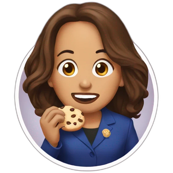 Kamala Harris eating a cookie emoji