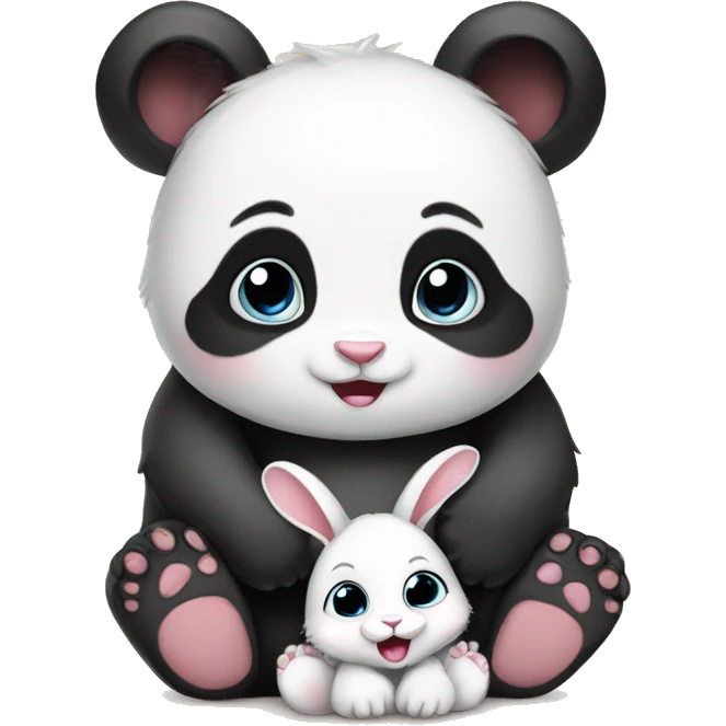 baby panda and baby bunny emoji