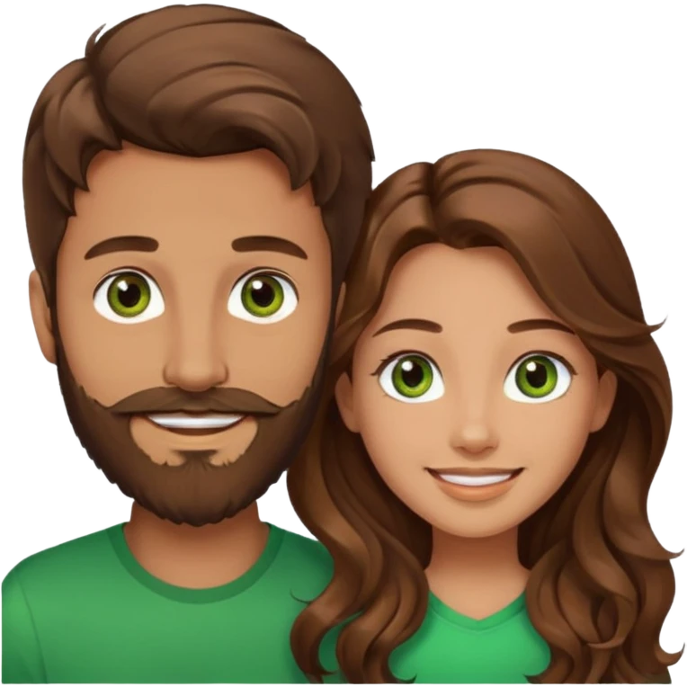 a brown hair and beard man with hazel eyes and a girl with long brown wavy hair with green eyes, togheter emoji